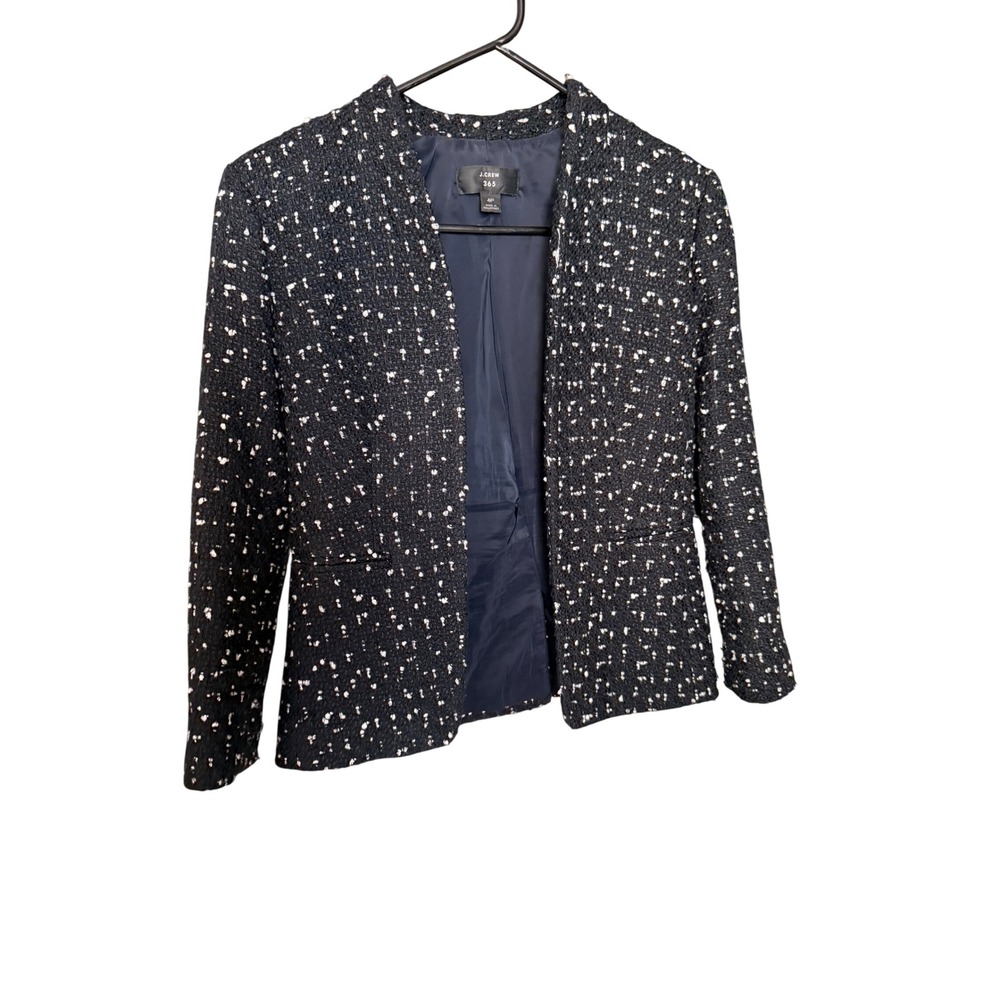 J.Crew 365 Open Front Tweed Blazer Navy Blue Size 4P